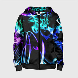 Детская толстовка на молнии Неоновый дым текстура