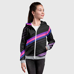 Толстовка на молнии детская Неоновые полосы, цвет: 3D-меланж — фото 2