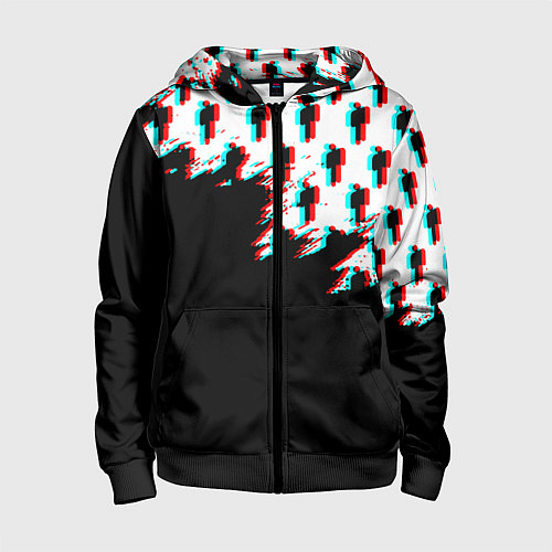 Детская толстовка на молнии Billie Eilish pattern glitch / 3D-Черный – фото 1