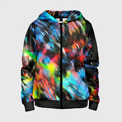 Толстовка на молнии детская Цветные краски абстракция, цвет: 3D-черный