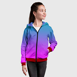 Толстовка на молнии детская Неоновая текстура градиента, цвет: 3D-красный — фото 2
