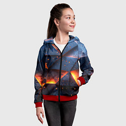 Толстовка на молнии детская Геометрический рендер с эффектом свечения, цвет: 3D-красный — фото 2