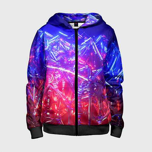 Детская толстовка на молнии Неоновая геометрическая абстракция / 3D-Черный – фото 1