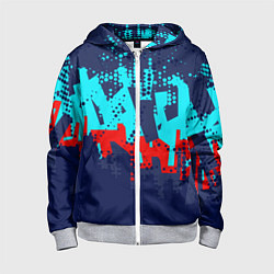 Детская толстовка на молнии Красно-синяя абстракция