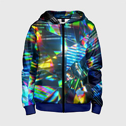 Толстовка на молнии детская Глитч эффект на стекле, цвет: 3D-синий