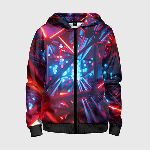 Детская толстовка на молнии Неоновые трубки / 3D-Черный – фото 1