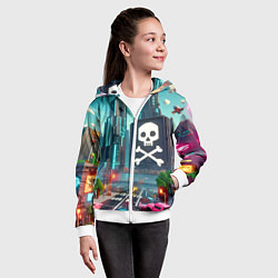 Толстовка на молнии детская Minecraft district with skull - ai art fantasy, цвет: 3D-белый — фото 2