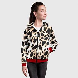 Толстовка на молнии детская Леопард пятна, цвет: 3D-красный — фото 2