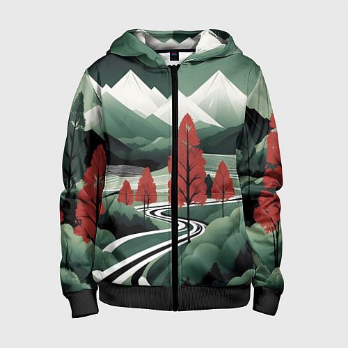 Детская толстовка на молнии Дорога на природу / 3D-Черный – фото 1