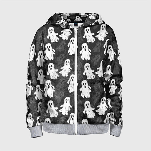 Детская толстовка на молнии Паттерн с призраками / 3D-Меланж – фото 1