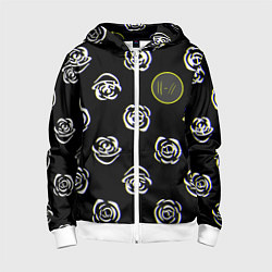 Толстовка на молнии детская Twenty one pilots rose, цвет: 3D-белый