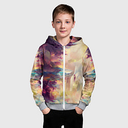 Толстовка на молнии детская Слияние цветов, цвет: 3D-меланж — фото 2