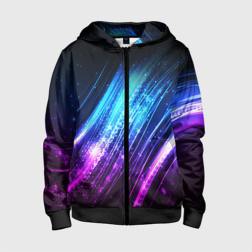 Детская толстовка на молнии Неоновые звёзды текстура / 3D-Черный – фото 1