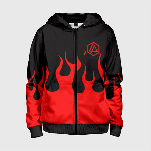 Детская толстовка на молнии Linkin park logo fire / 3D-Черный – фото 1