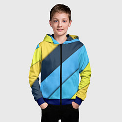 Толстовка на молнии детская Линии геометрия, цвет: 3D-синий — фото 2
