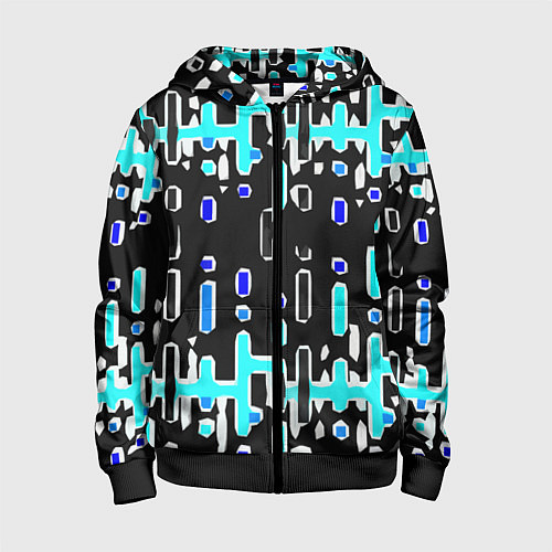 Детская толстовка на молнии Синие линии и точки на чёрном фоне / 3D-Черный – фото 1