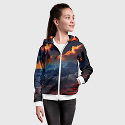 Толстовка на молнии детская Разноцветные акварельные облака, цвет: 3D-белый — фото 2