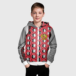 Толстовка на молнии детская Россия герб сетка метала, цвет: 3D-белый — фото 2