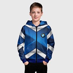 Толстовка на молнии детская BMW metalic blue abstract, цвет: 3D-синий — фото 2