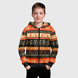 Толстовка на молнии детская Египетский паттерн, цвет: 3D-черный — фото 2