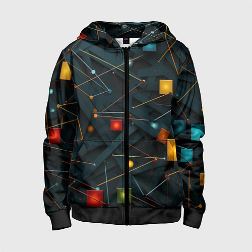 Детская толстовка на молнии Геометрическая абстракция / 3D-Черный – фото 1
