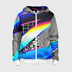 Детская толстовка на молнии Neon stripes geometry