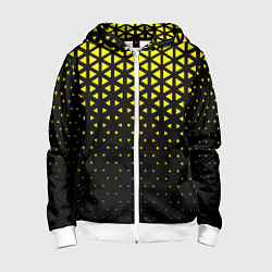 Толстовка на молнии детская Геометрический градиент - чёрно-жёлтый, цвет: 3D-белый