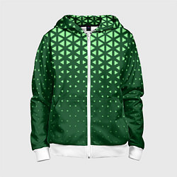 Детская толстовка на молнии Геометрический градиент - зелёно-салатовый