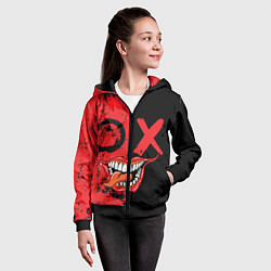 Толстовка на молнии детская Злобный смайлик с языком, цвет: 3D-черный — фото 2