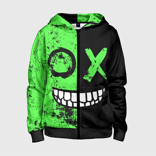 Детская толстовка на молнии Кислотный злобный смайлик / 3D-Черный – фото 1