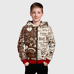 Толстовка на молнии детская Lil peep retro pattern, цвет: 3D-красный — фото 2