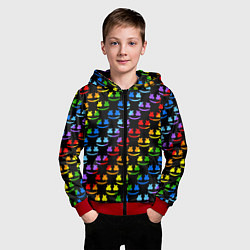 Толстовка на молнии детская Marshmello pattern neon, цвет: 3D-красный — фото 2