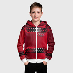 Толстовка на молнии детская Audi metal steel, цвет: 3D-белый — фото 2