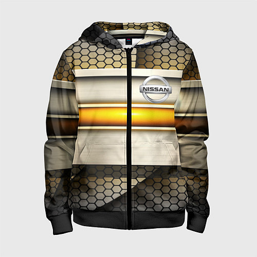 Детская толстовка на молнии Nissan sport avto metal / 3D-Черный – фото 1