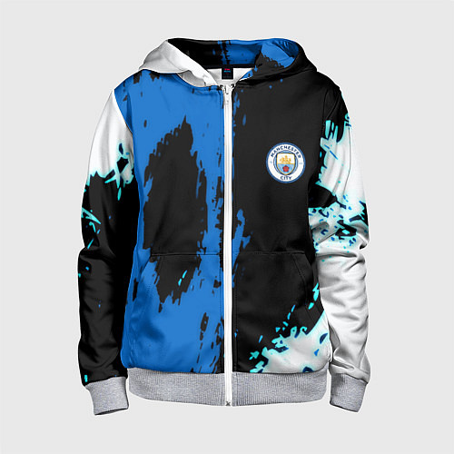 Детская толстовка на молнии Манчестер сити краски абстрактные / 3D-Меланж – фото 1