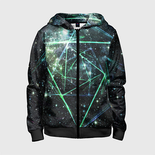 Детская толстовка на молнии Космические линии звезды / 3D-Черный – фото 1