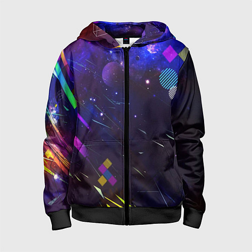 Детская толстовка на молнии Космическая геометрия / 3D-Черный – фото 1