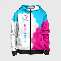 Детская толстовка на молнии Stumble Guys neon gradient style по-вертикали