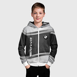 Толстовка на молнии детская BMW car motors metal, цвет: 3D-белый — фото 2