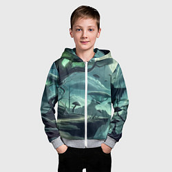 Толстовка на молнии детская Сказочный грибной лес на похожей планете - фантази, цвет: 3D-меланж — фото 2