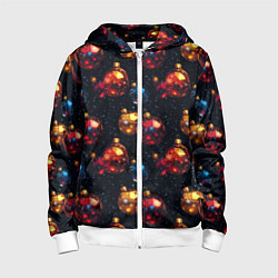 Детская толстовка на молнии Новогодние шары паттерн