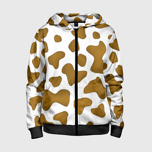 Детская толстовка на молнии Пятна коровы / 3D-Черный – фото 1