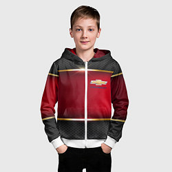 Толстовка на молнии детская Chevrolet metal auto, цвет: 3D-белый — фото 2