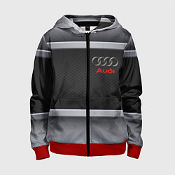 Толстовка на молнии детская Audi metal texture, цвет: 3D-красный