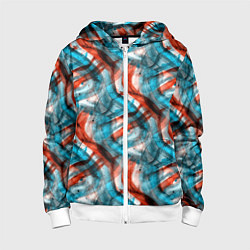 Детская толстовка на молнии Акварель голубые и красные мазки