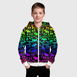 Толстовка на молнии детская Marshmello neon steel pattern, цвет: 3D-белый — фото 2