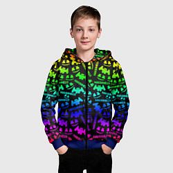 Толстовка на молнии детская Marshmello neon steel pattern, цвет: 3D-синий — фото 2