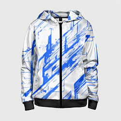 Детская толстовка на молнии Синие полосы на белом фоне