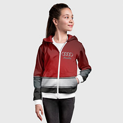 Толстовка на молнии детская Audi metal car steel, цвет: 3D-белый — фото 2