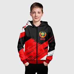 Толстовка на молнии детская СССР краски абстрактные текстура, цвет: 3D-красный — фото 2